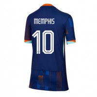 Camisa de Futebol Holanda Memphis Depay #10 Equipamento Secundário Mulheres Europeu 2024 Manga Curta